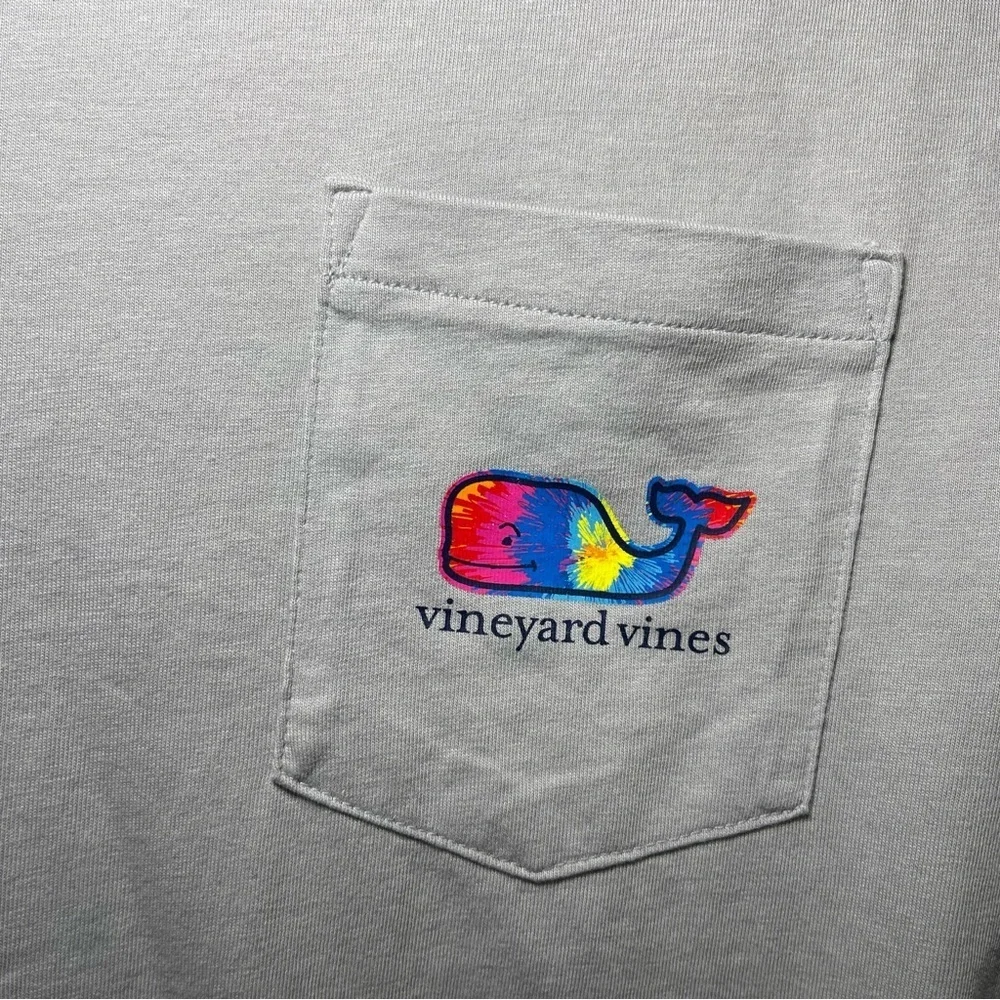 Vineyard Vines Junior XL Gray casual coastal Long Sleeve Tee Tie-Dye Whale Logo - Picture 3 of 10